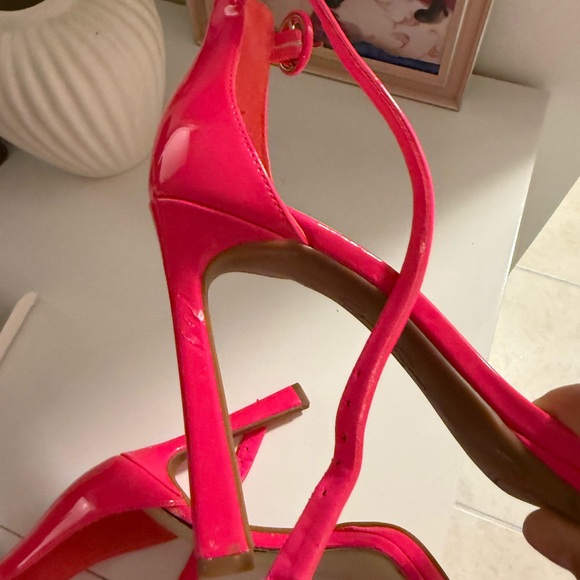 Jessica Simpson Bright Pink Patent Ankle-Strap Stilettos - Picture 3 of 6